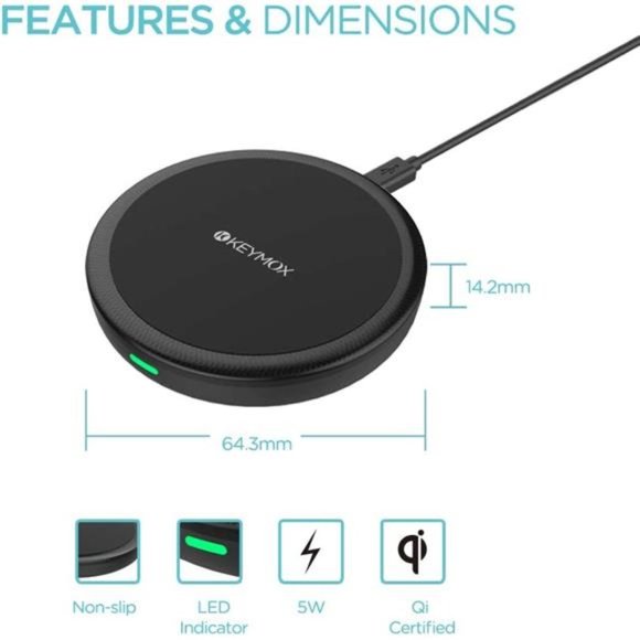Wireless Charger, KEYMOX 5W charger compatible with all QI-Enable Devices - Picture 6 of 7